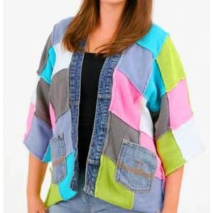NEW SHANNON PASSERO patchwork sweater cardigan in multi